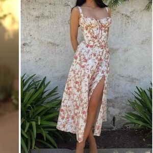 Rosebud Floral Midi Milk Maid Sundress